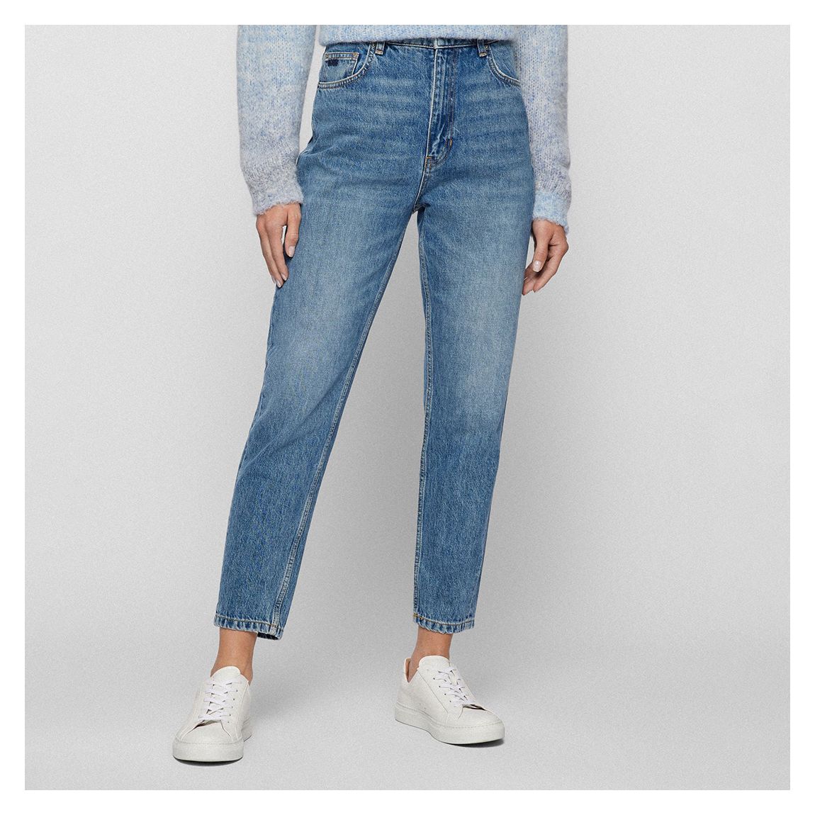 Blue High Waisted Mom Jeans main product photo