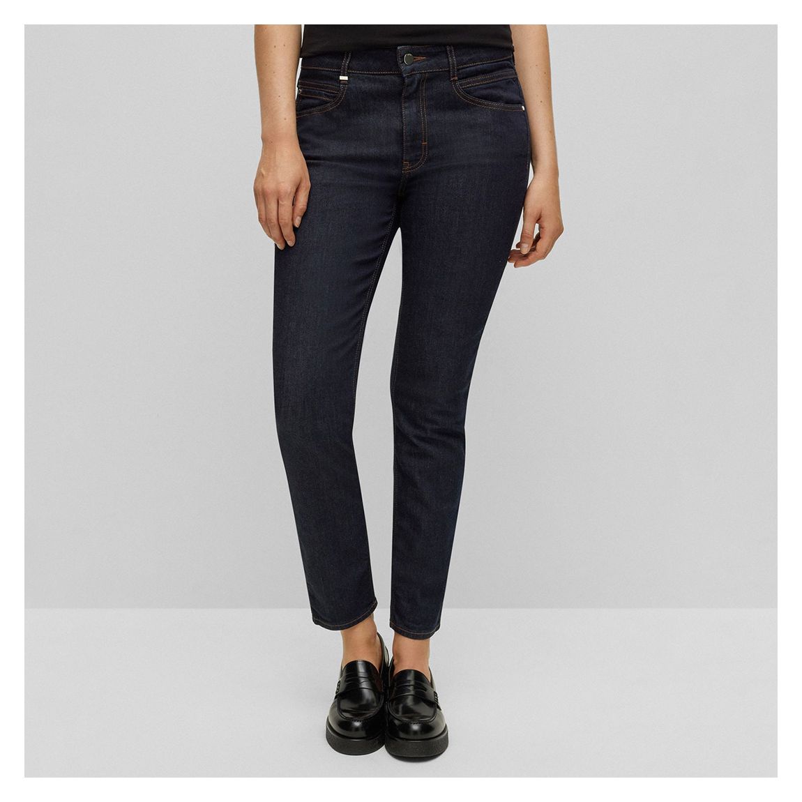 Dark Blue Slim Cropped Stretch Jeans main product photo