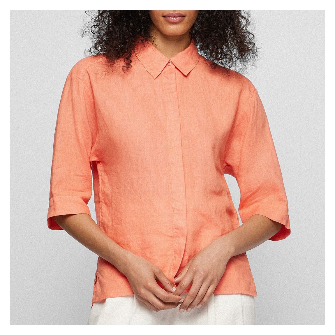 Coral C_Bilina Short Sleeve Linen Shirt main product photo