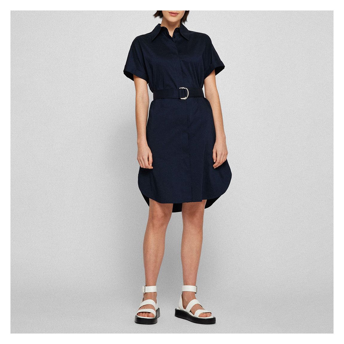Navy Dashile Cotton Blend Shirt Dress main product photo