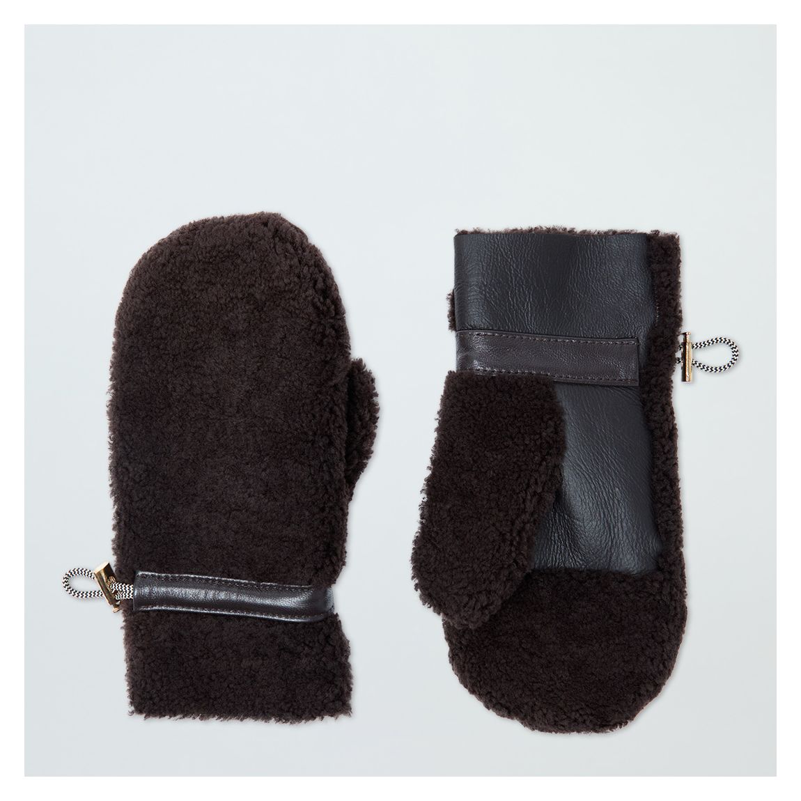 Brown Shearling Teddy Mittens main product photo