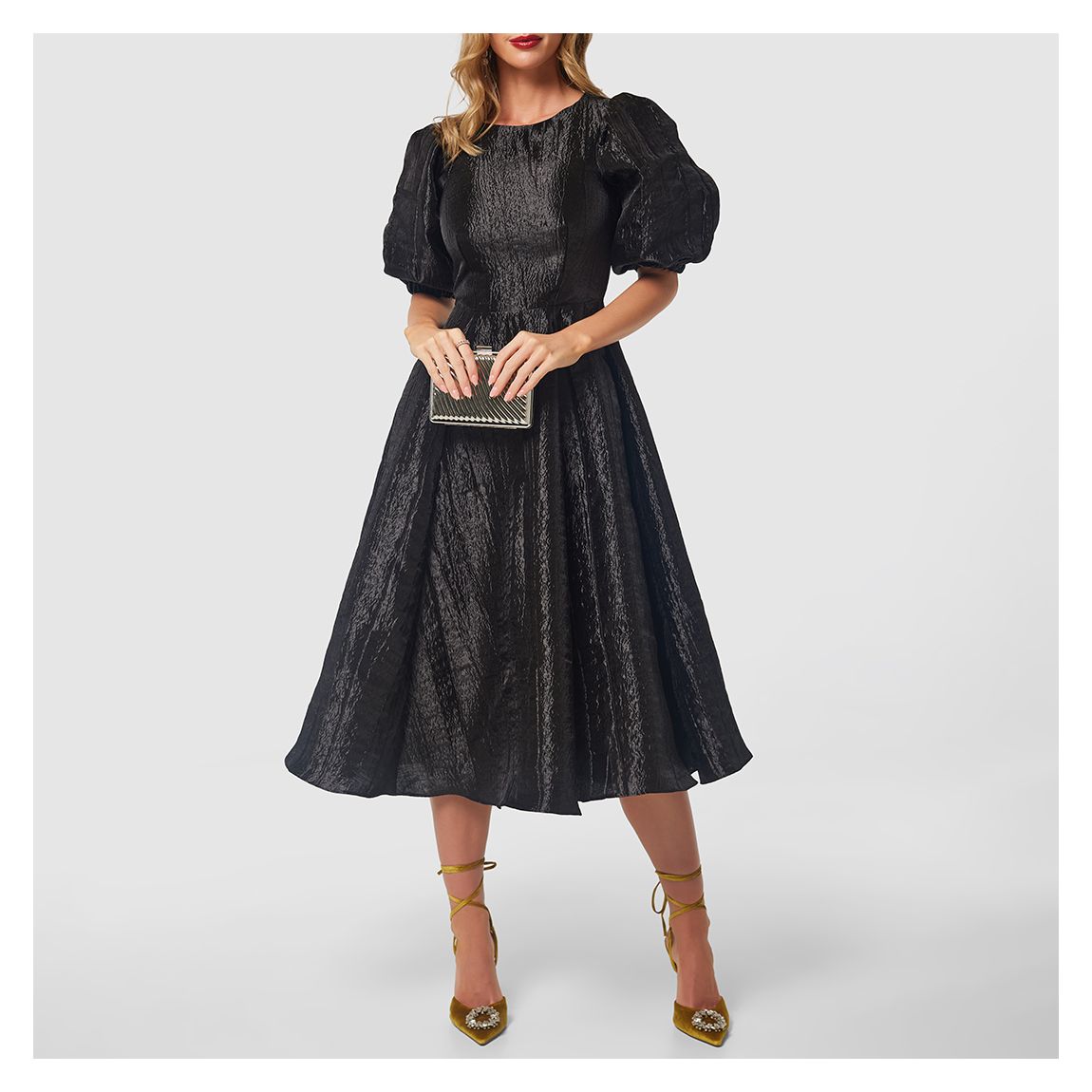 Black A-line Paneled Skirt Dress main product photo