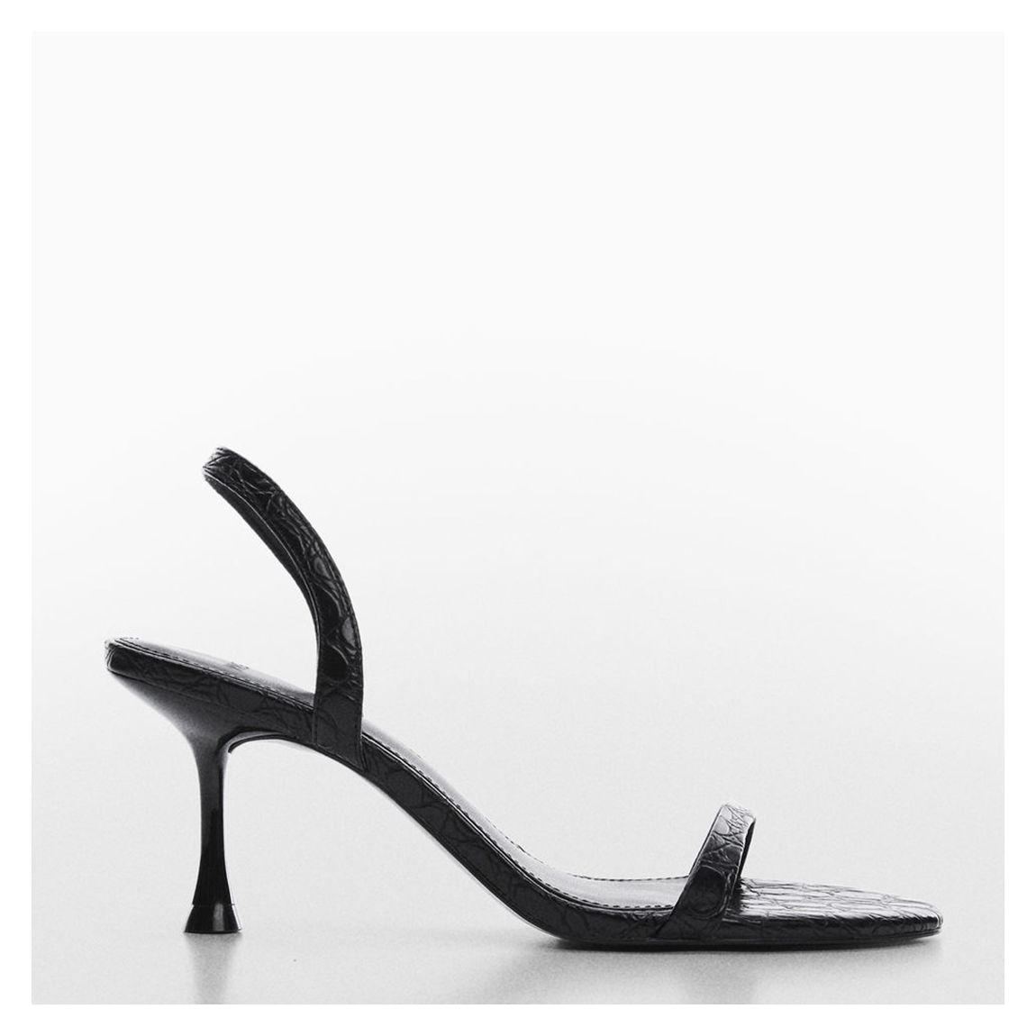 Black Croc Effect Heeled Sandals main product photo