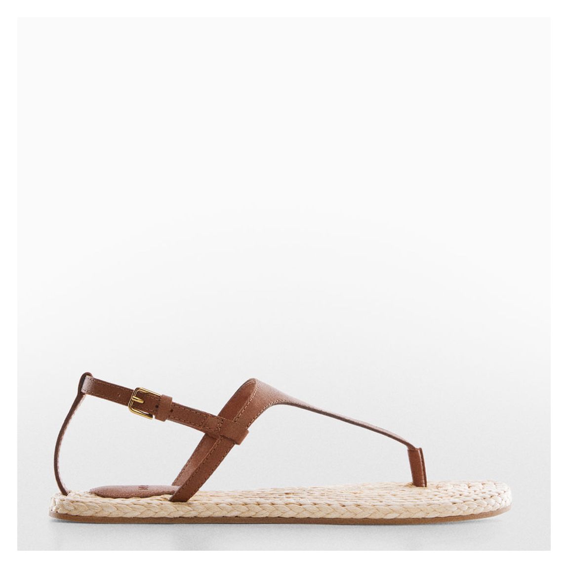 Brown Leather Thong Flat Espadrilles main product photo