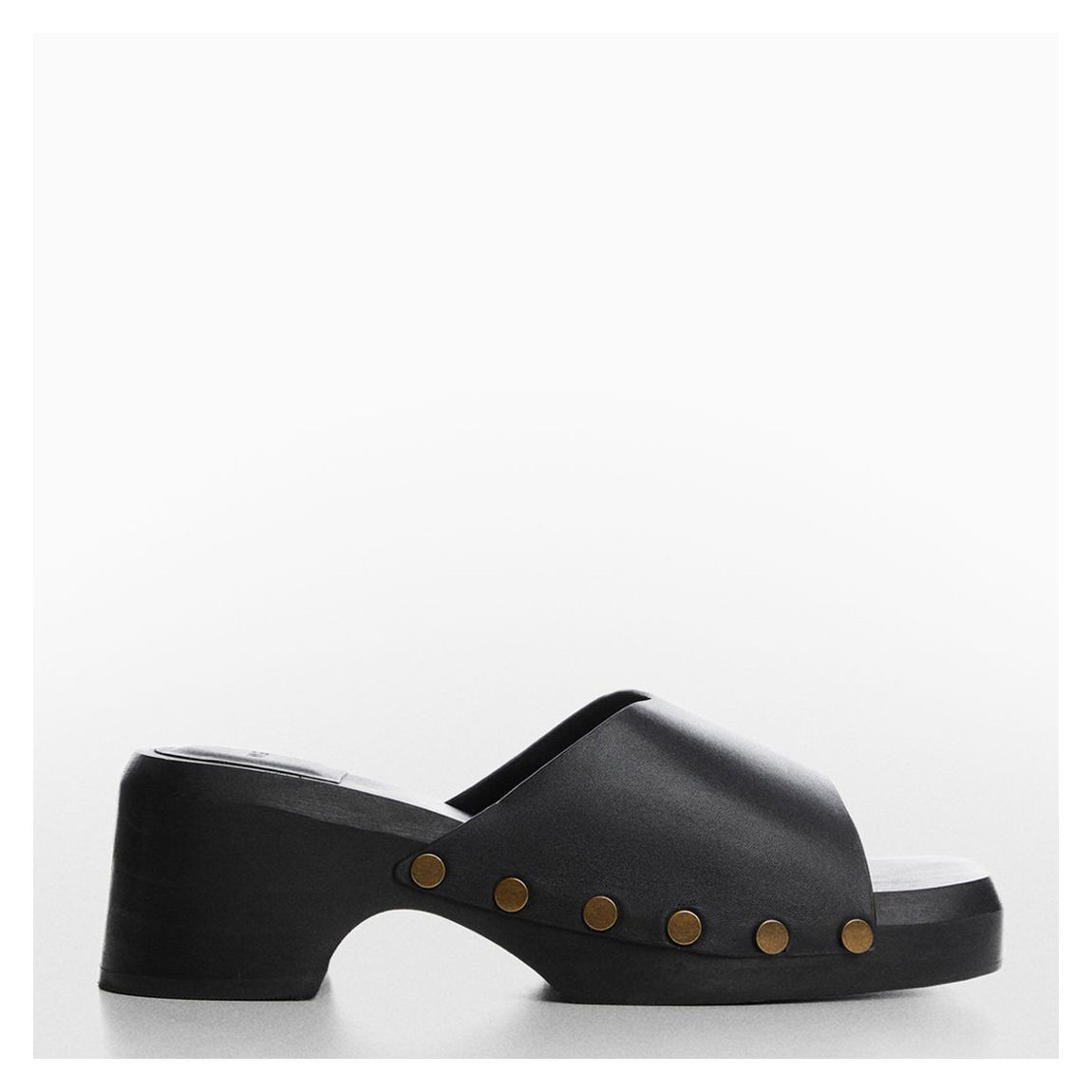 Black Leather Studded Heeled Clog main product photo