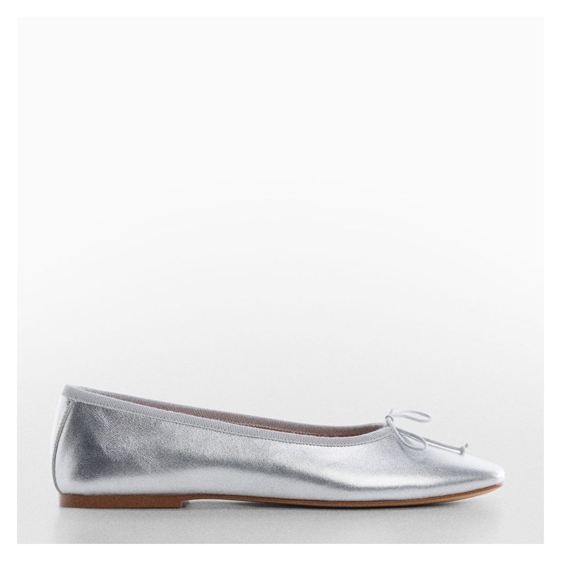 Silver Bow Detail Ballerina Flat Shoes main product photo