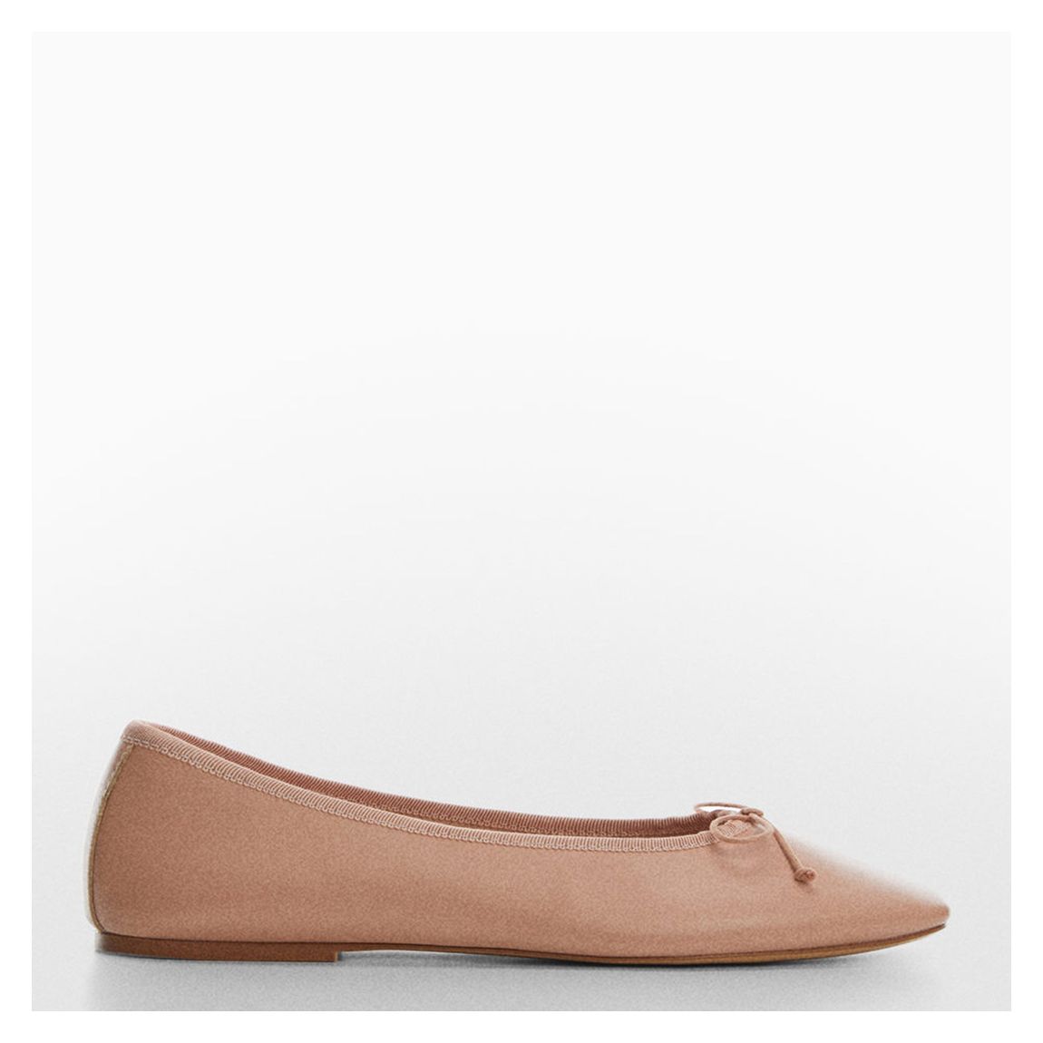 Nude Leather Bow Ballerina Flat Shoes main product photo