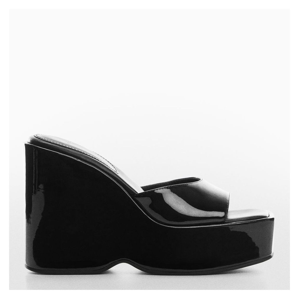 Black Patent Leather Effect Platform Sandals main product photo
