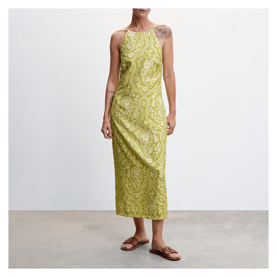 Green Printed Halter Dress main product photo