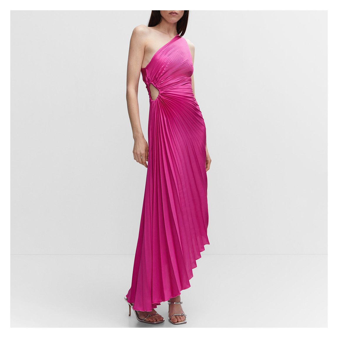 Pink Asymmetrical Pleated Dress main product photo