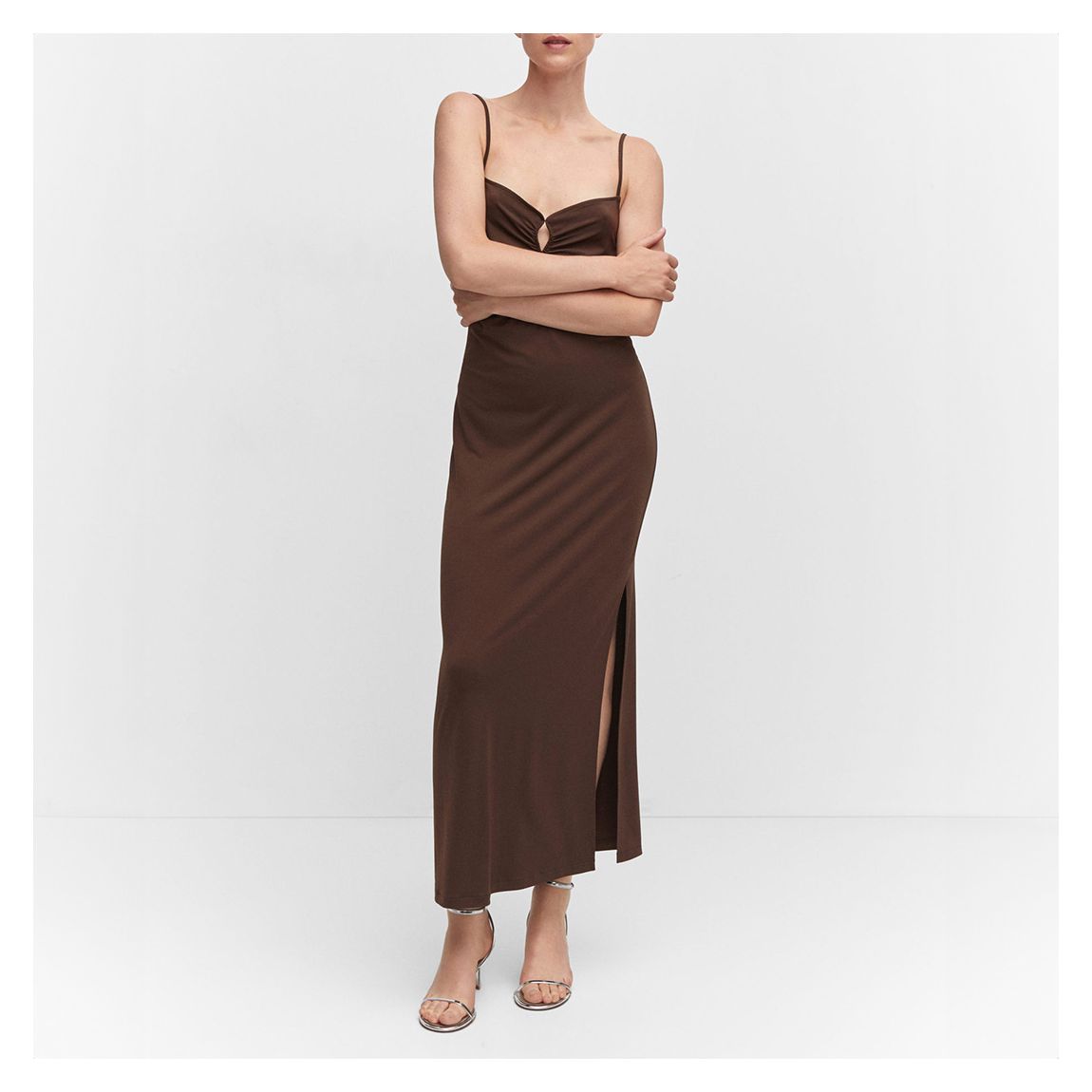 Brown Dress with Pleated Details main product photo
