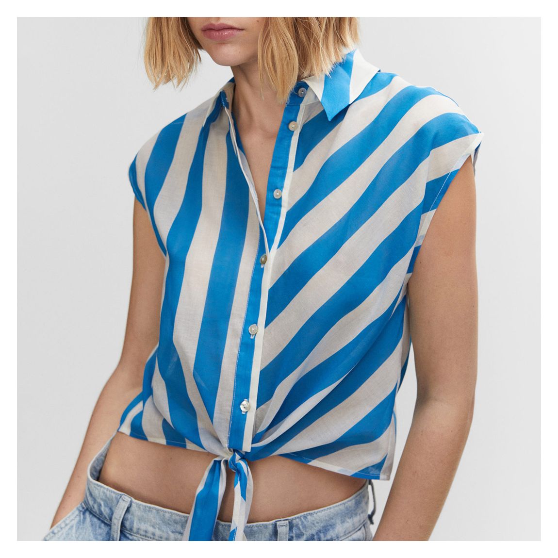 Blue Bow Printed Shirt main product photo