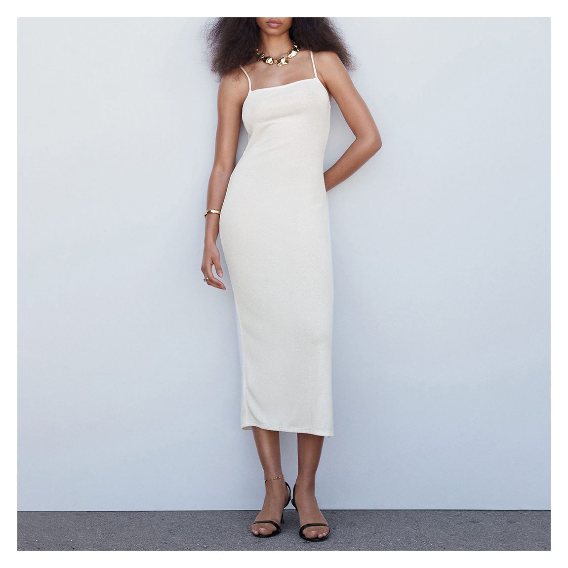 White Cross-back Knitted Dress main product photo