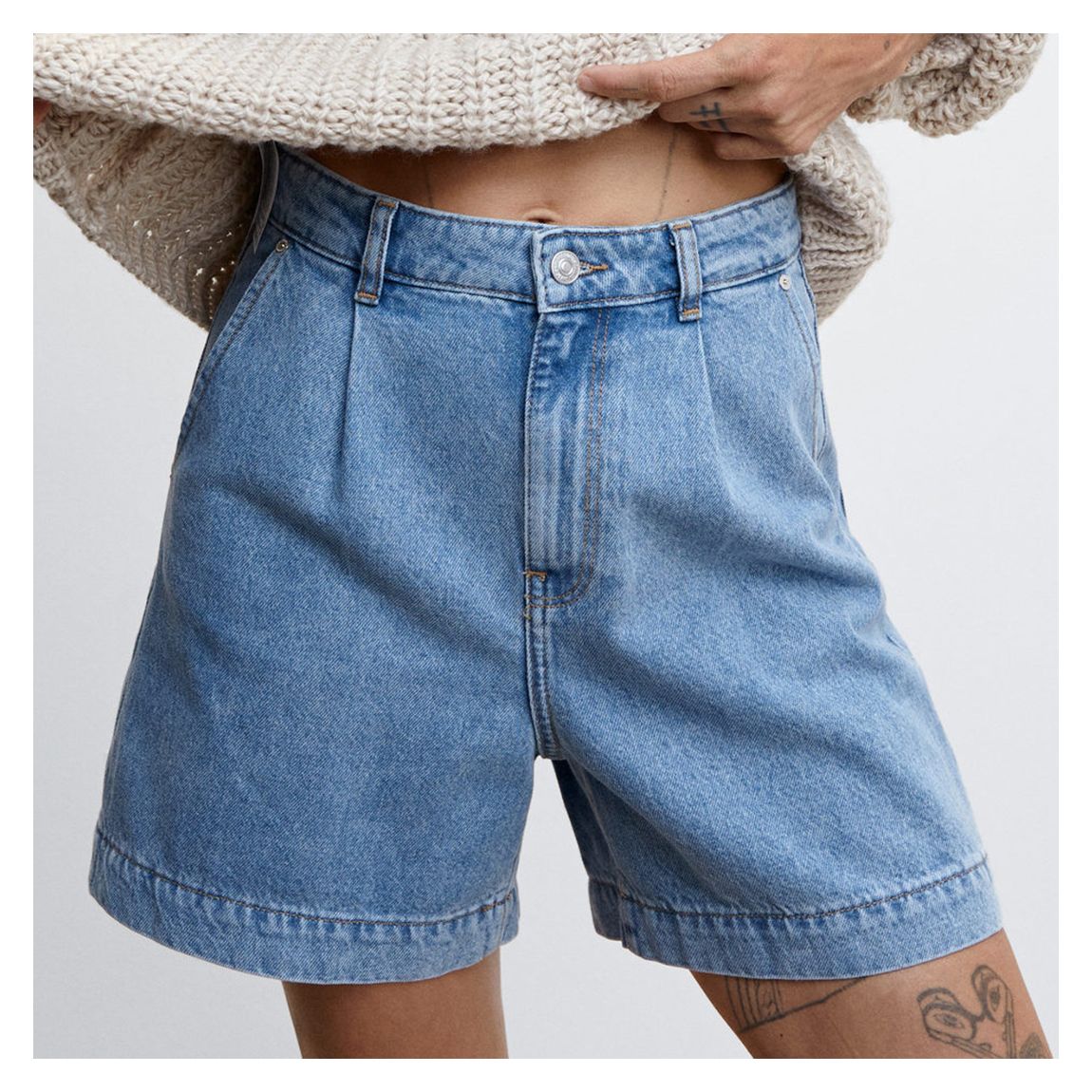 Blue Slouchy Pleated Shorts main product photo