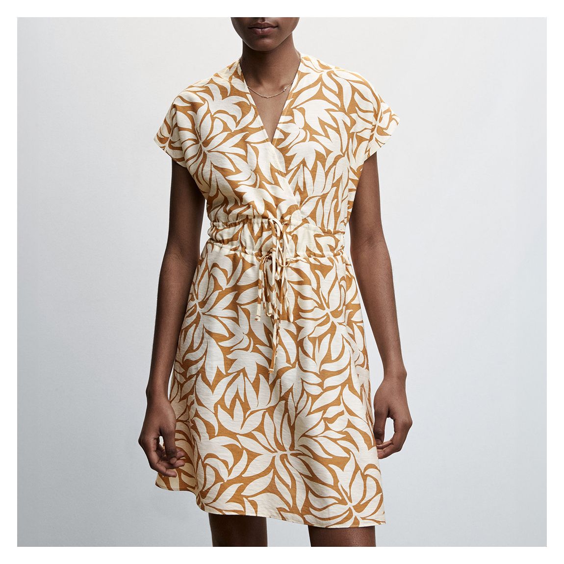 Ecru Printed Double-bow Dress main product photo