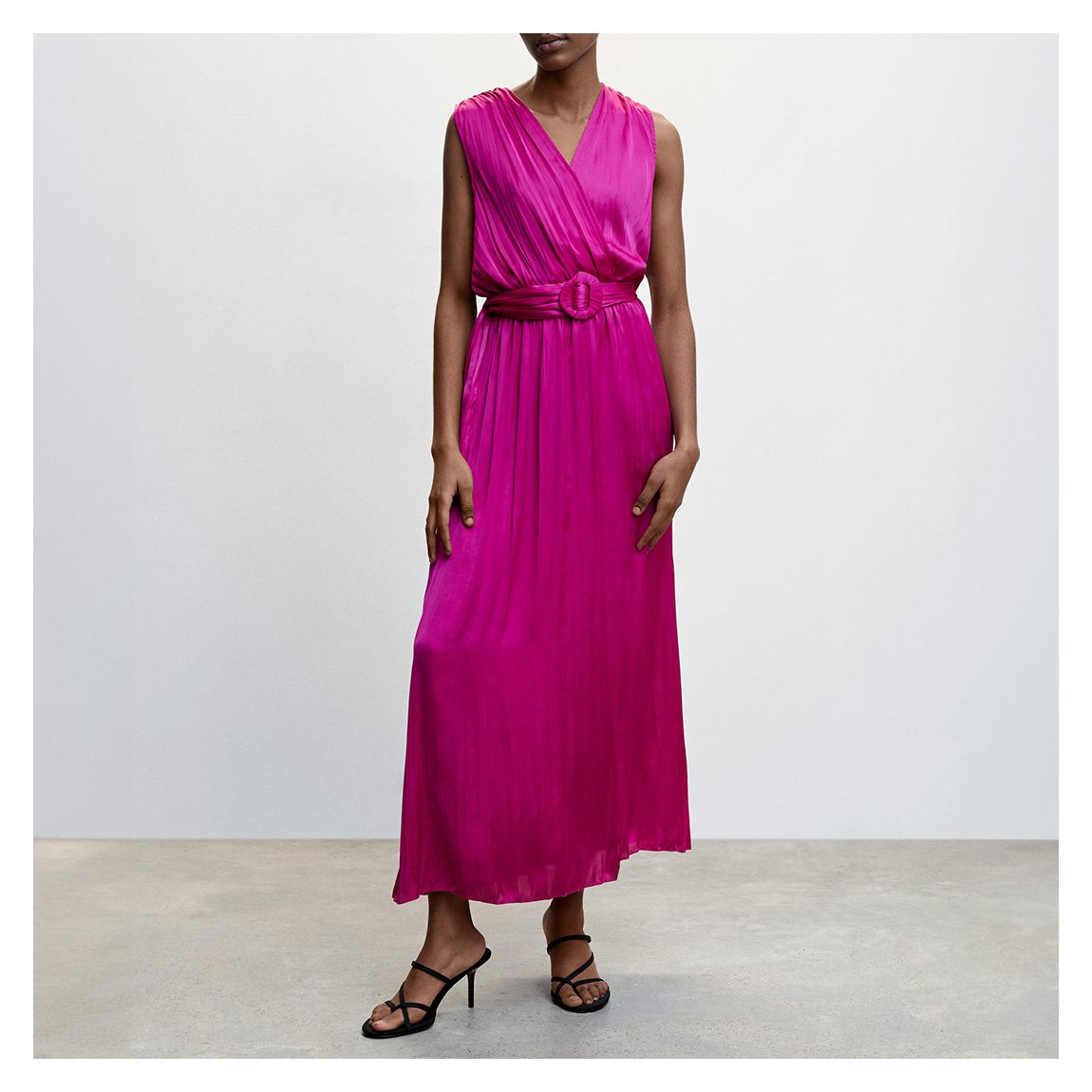 Pink Pleated Satin Dress main product photo