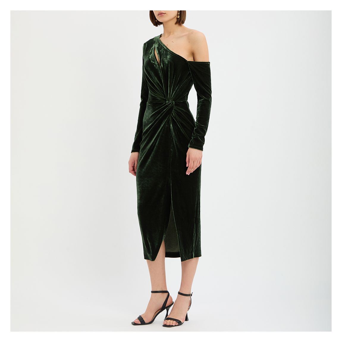 Dark Green Zuri Cut Out Midi Dress main product photo