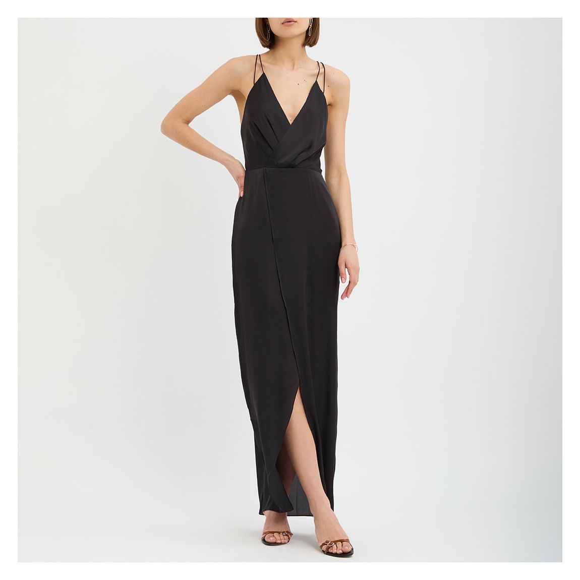 Black Pia V-Neck Maxi Dress main product photo