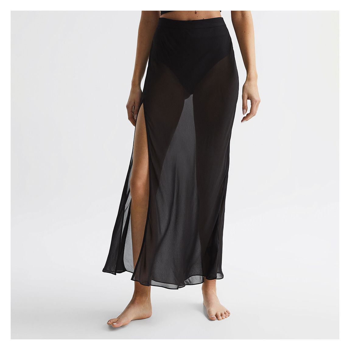 Black Casey Tie Waist Sheer Beach Skirt main product photo