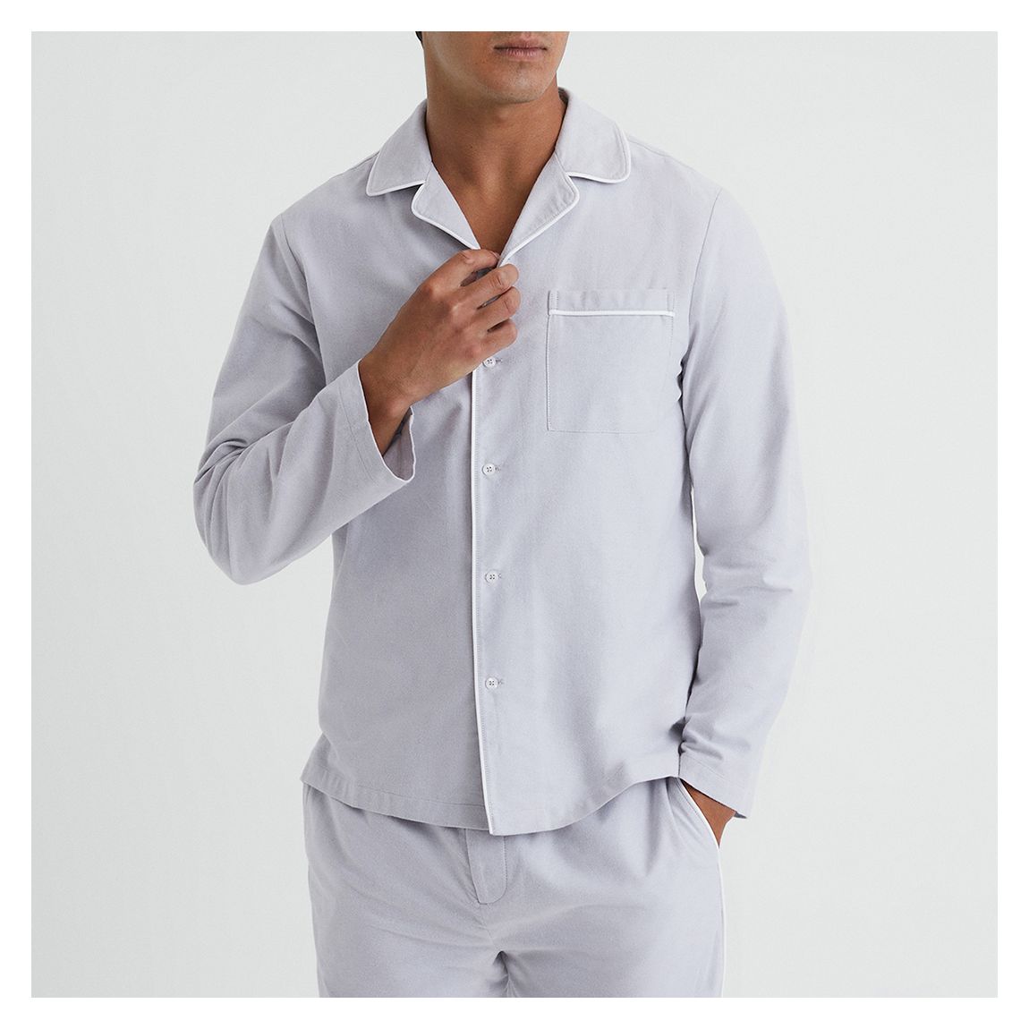 Pale Grey Keddington Cotton Pyjama Shirt main product photo
