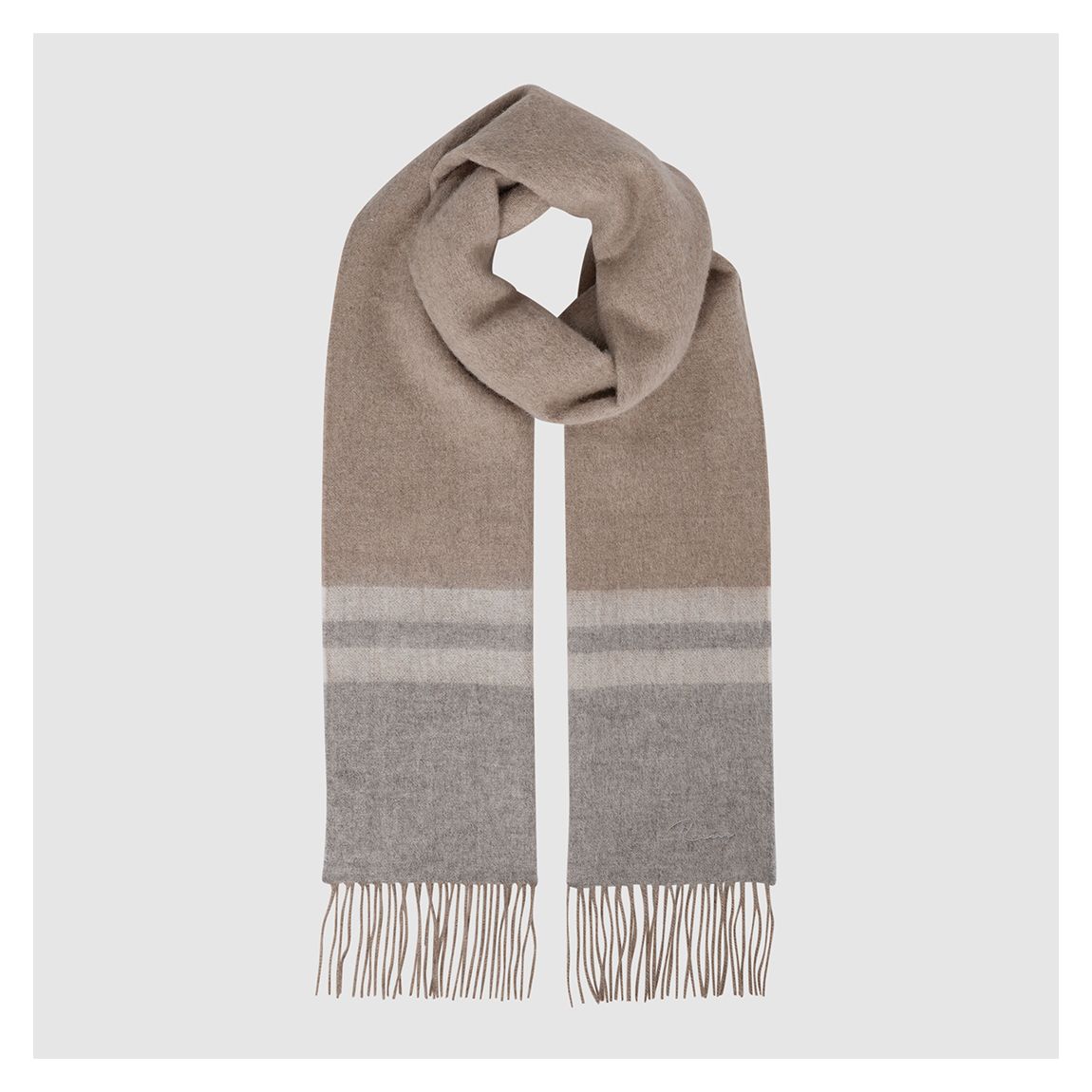 Camel Otto Colour Block Cashmere Blend Scarf main product photo