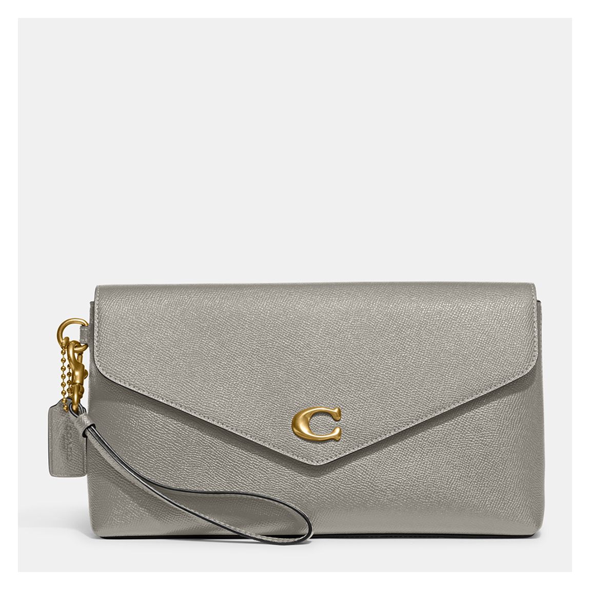 Dove Grey Crossgrain Leather Wyn Clutch main product photo