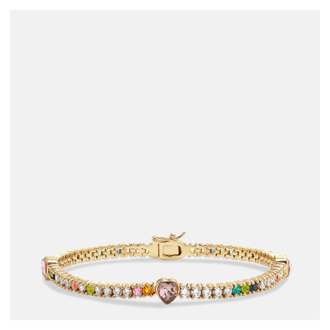 Gold, Multicolor Heart Tennis Bracelet main product photo