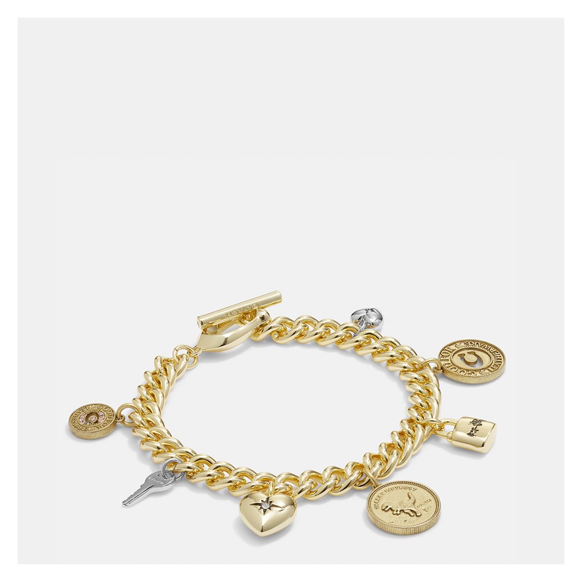 Gold, Silver C Coin Multi Charm Bracelet main product photo