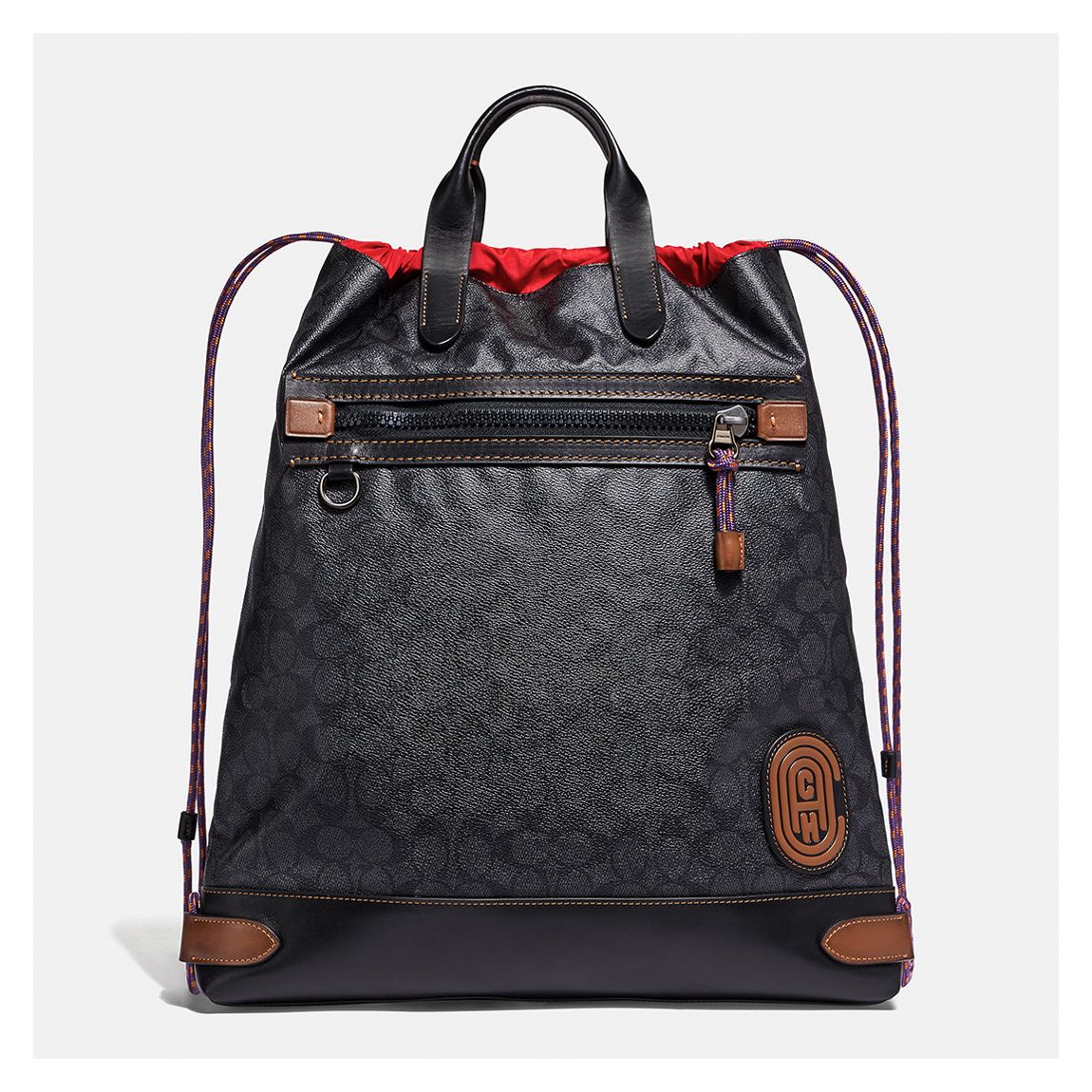 Charcoal Signature Academy Drawstring Backpack With Coach Patch main product photo