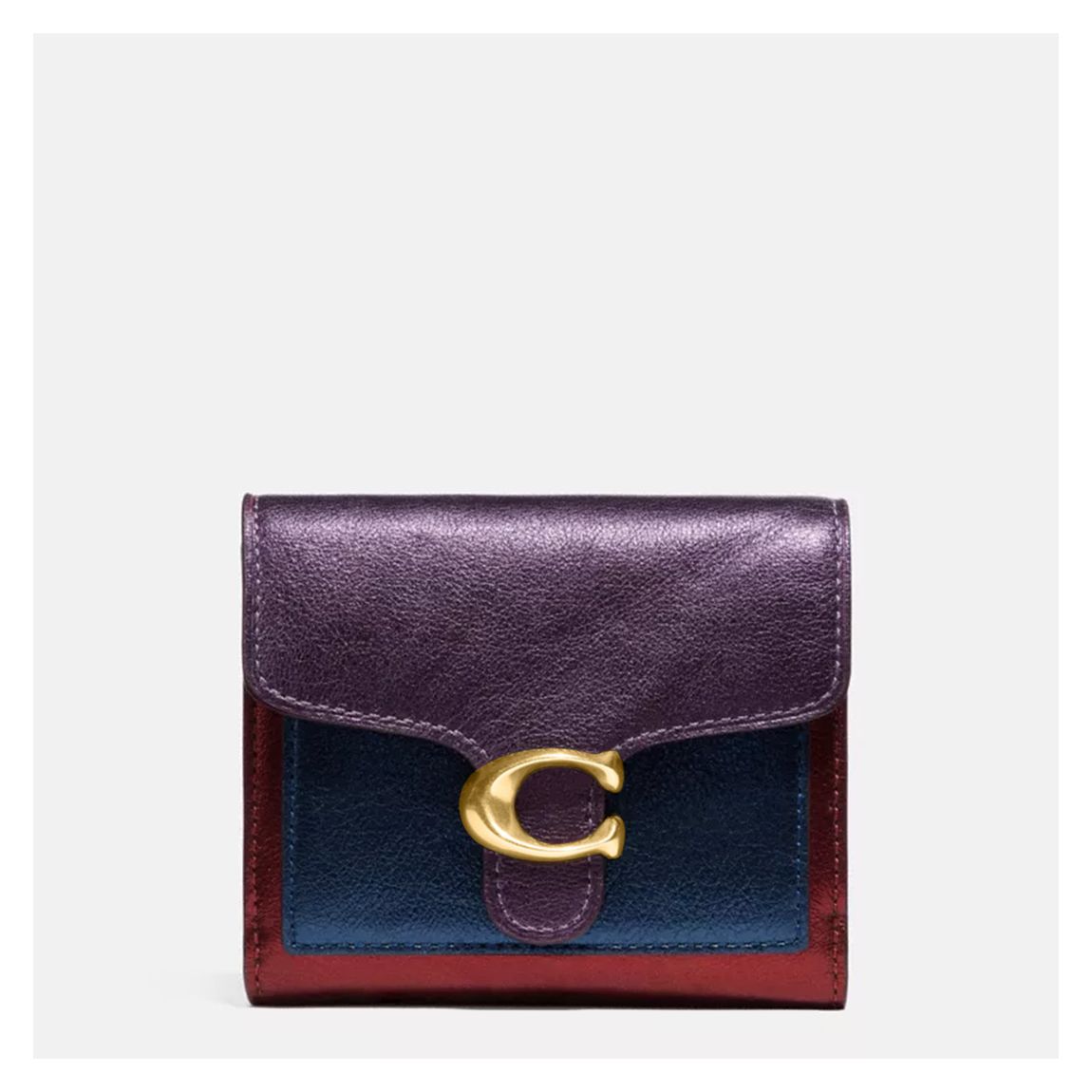 Multi Metallic Colourblock Leather Tabby Small Wallet main product photo