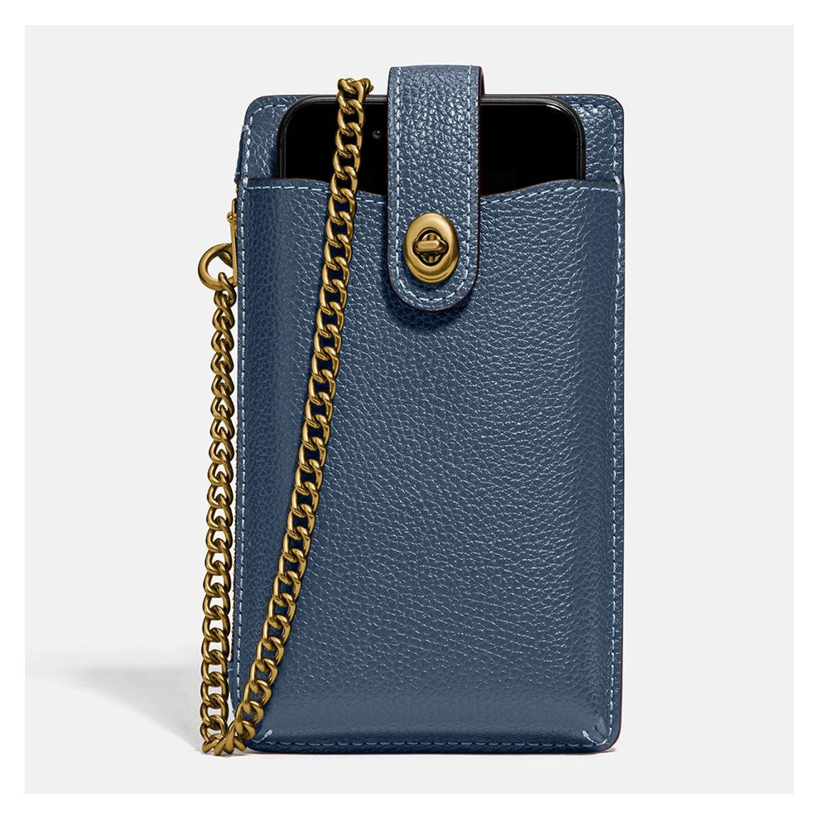 Dark Denim Polished Pebble Turnlock Chain Phone Crossbody main product photo