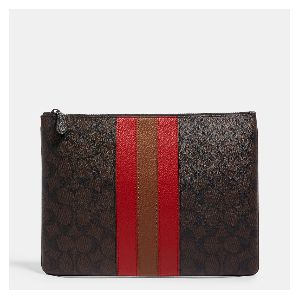 Mahogany Multi Large Pouch In Signature Canvas With Varsity Stripe main product photo