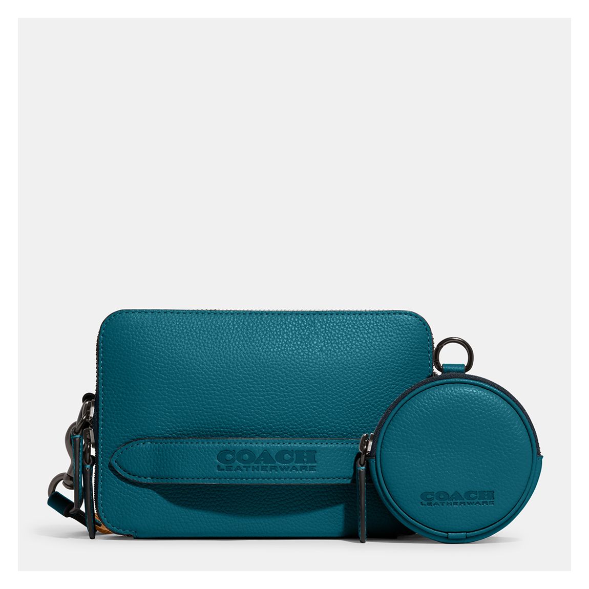 Deep Turquoise Charter Crossbody With Hybrid In Pebbled Leather main product photo
