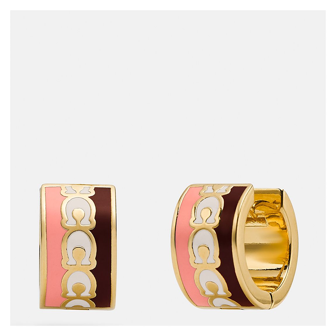 Gold, Pink Multicolor Enamel C Hoop Earrings main product photo