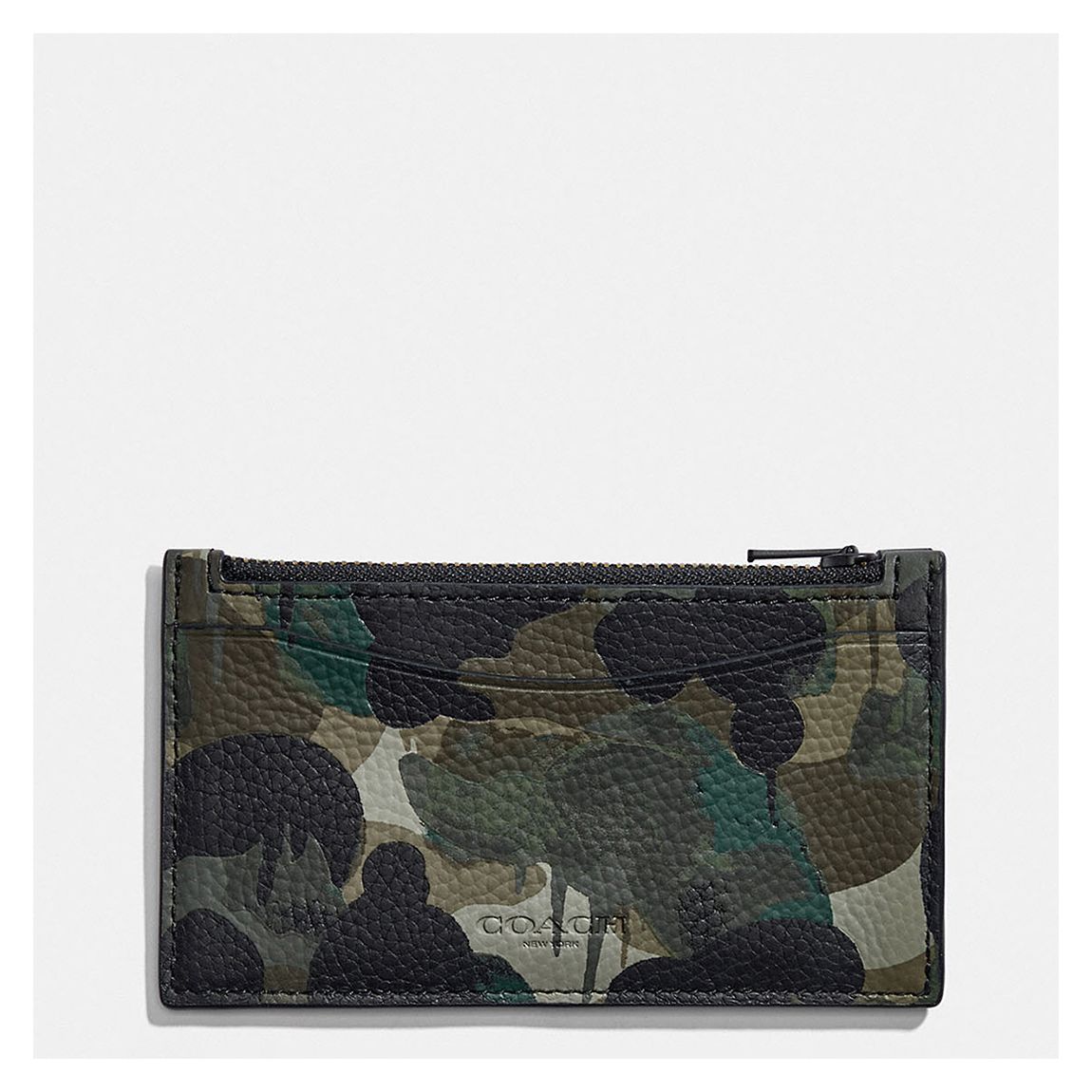 Green, Blue Zip Card Case In Camo Print Leather main product photo