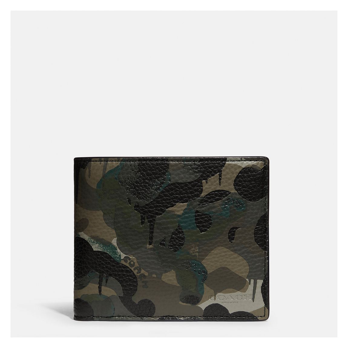 Green, Blue 3 In 1 Wallet In Camo Print Leather main product photo