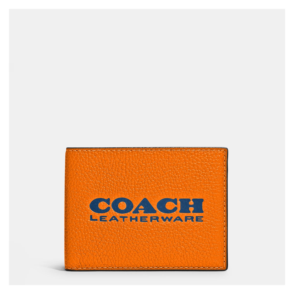 Bright Mandarin, True Blue Slim Billfold In Pebble Leather With Coach Leatherware Branding main product photo