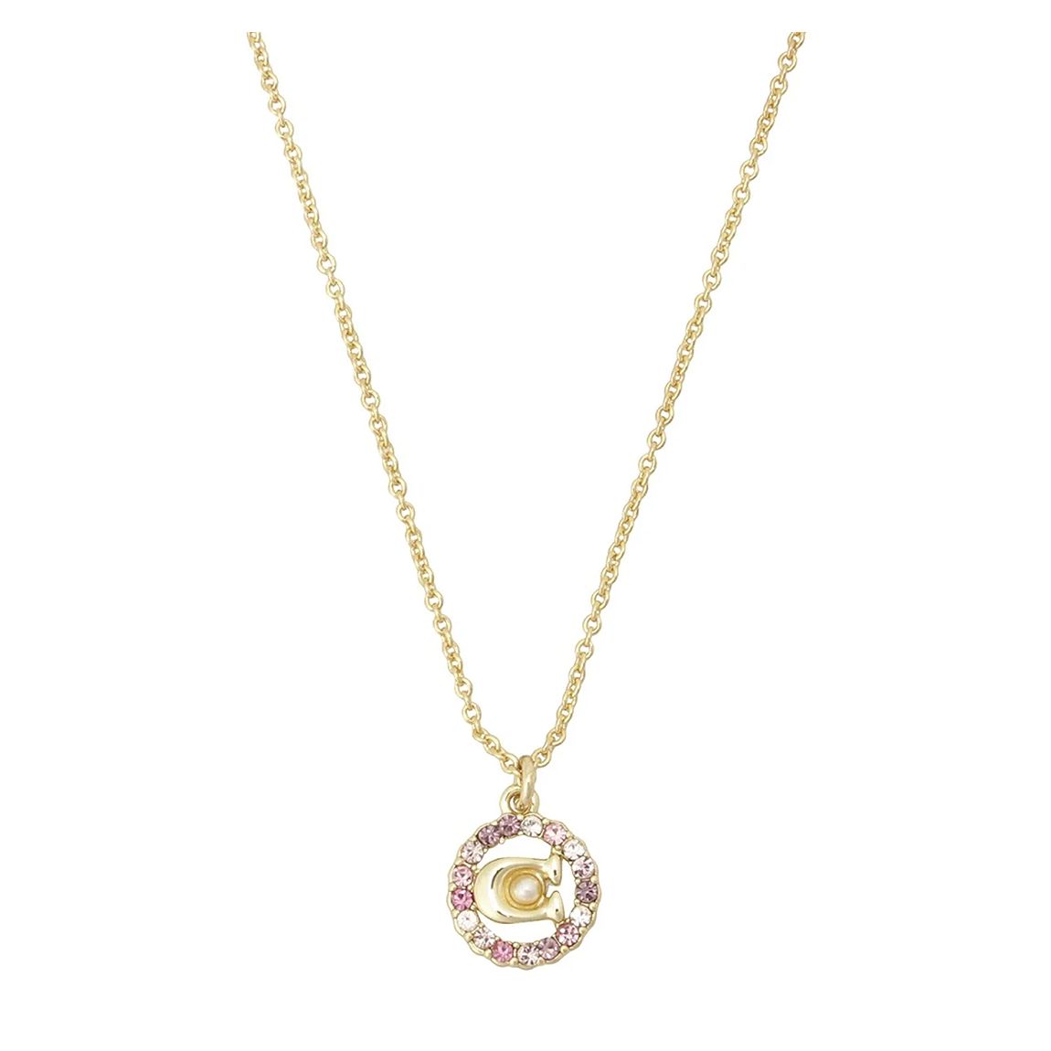 Gold, Pink Multi C Multi Crystal Necklace main product photo