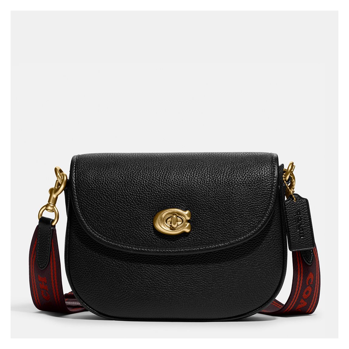 Black Polished Pebble Leather Willow Saddle Bag main product photo