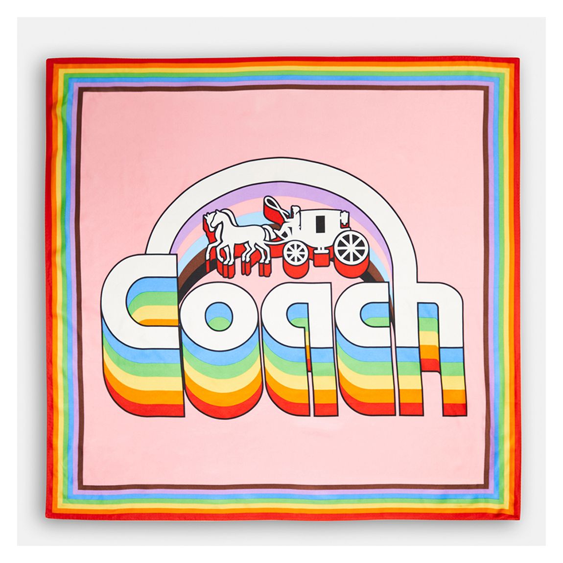 Multi Coach Rainbow Horse And Carriage Printed Silk Square Scarf main product photo