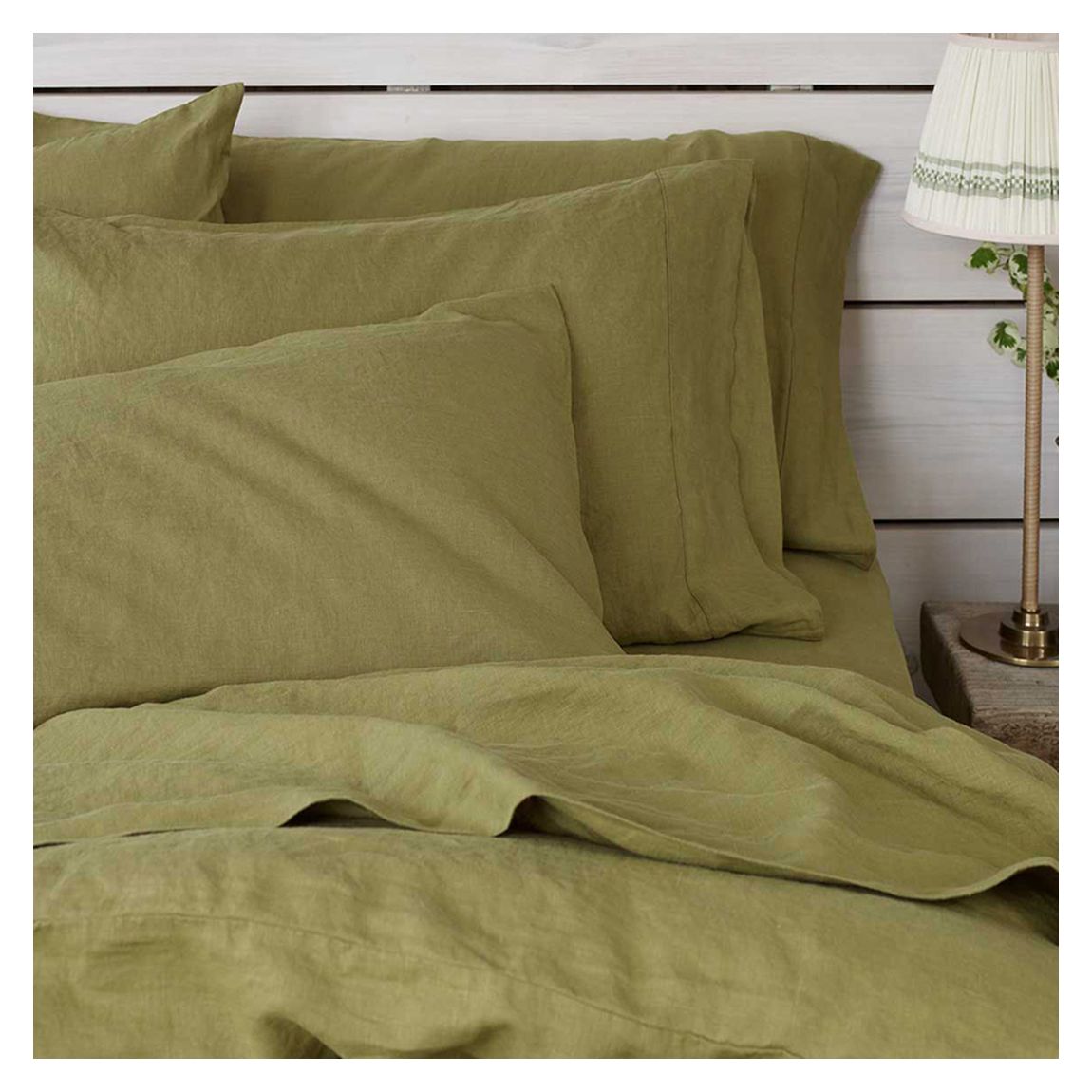 Botanical Green Pair of Standard Linen Pillowcases main product photo