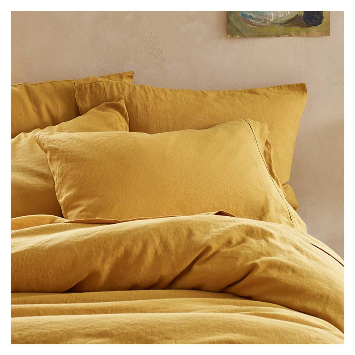 Honey Pair of Square Linen Pillowcases main product photo