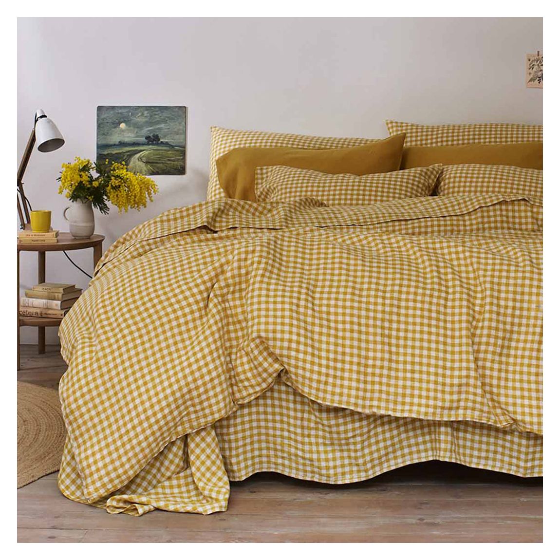 Honey Gingham King Linen Duvet Cover main product photo