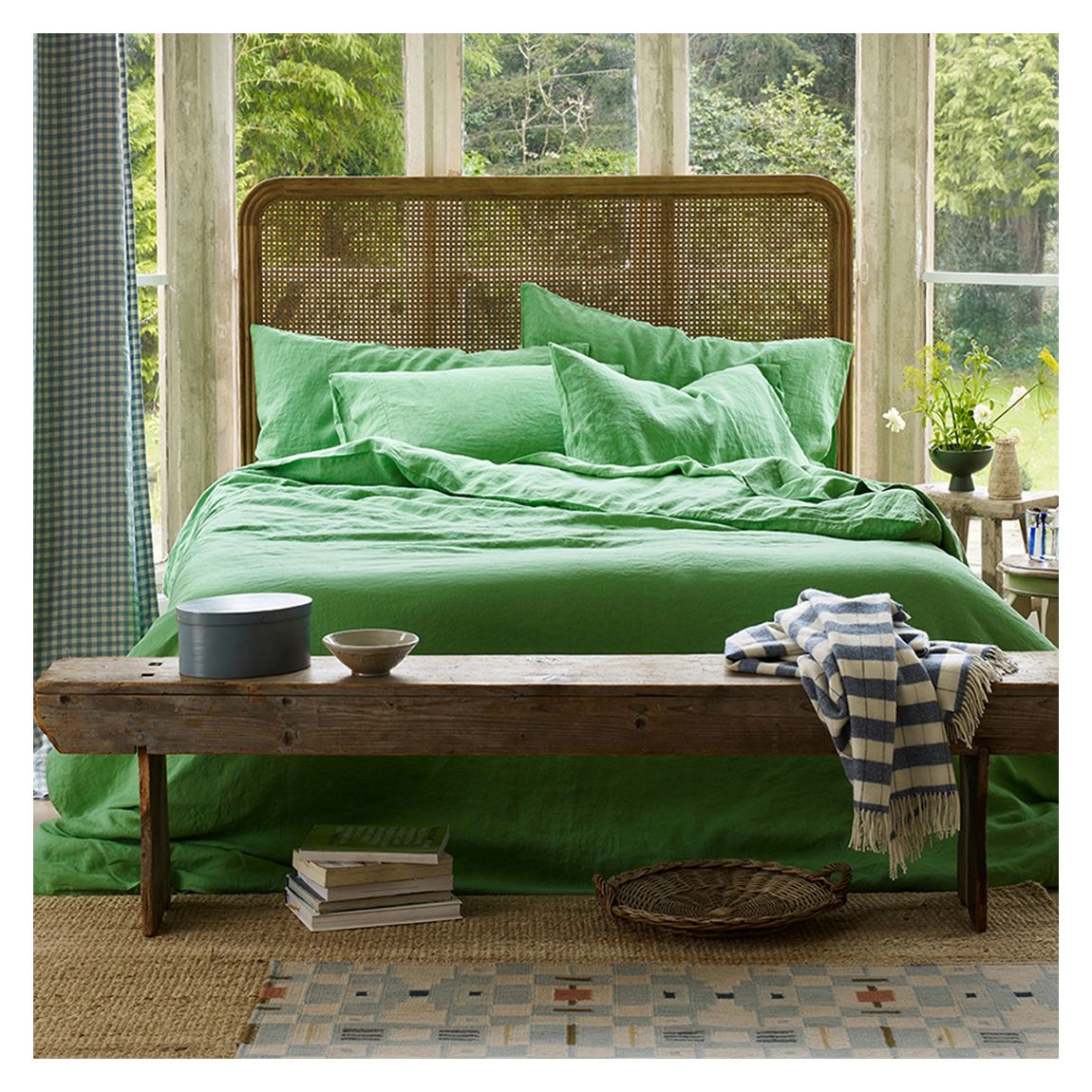 Ocean Green Double Linen Duvet Cover main product photo