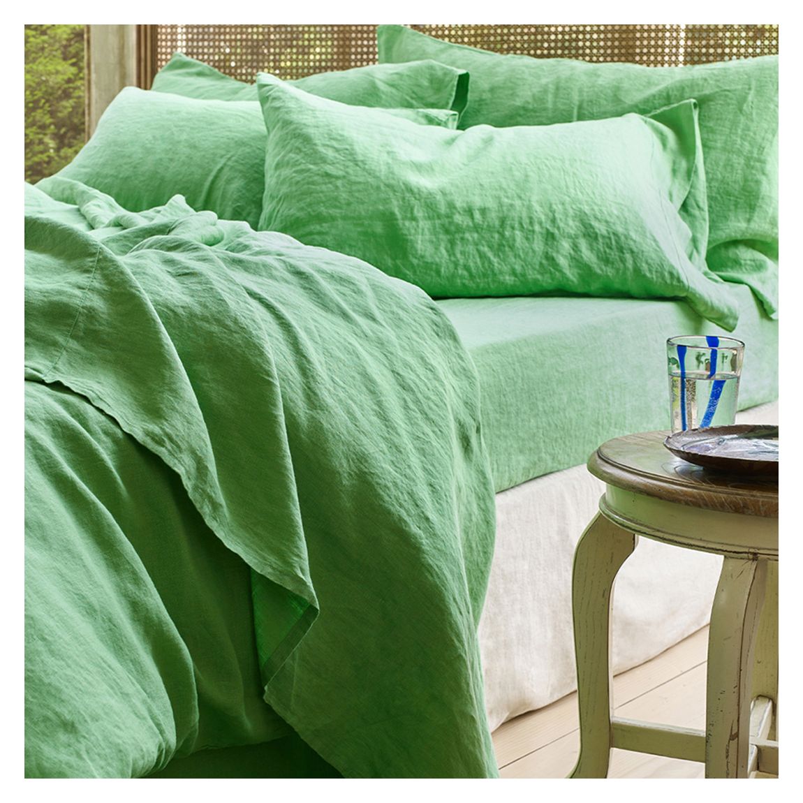 Ocean Green Pair of Standard Linen Pillowcases main product photo