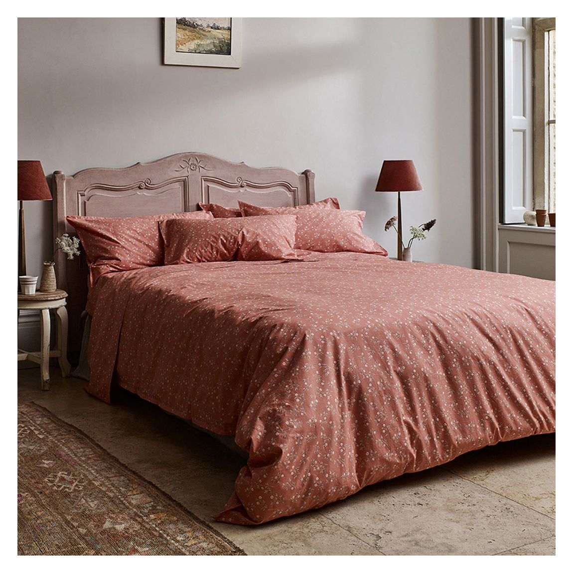 Apricot Floral Superking Cotton Duvet Cover main product photo
