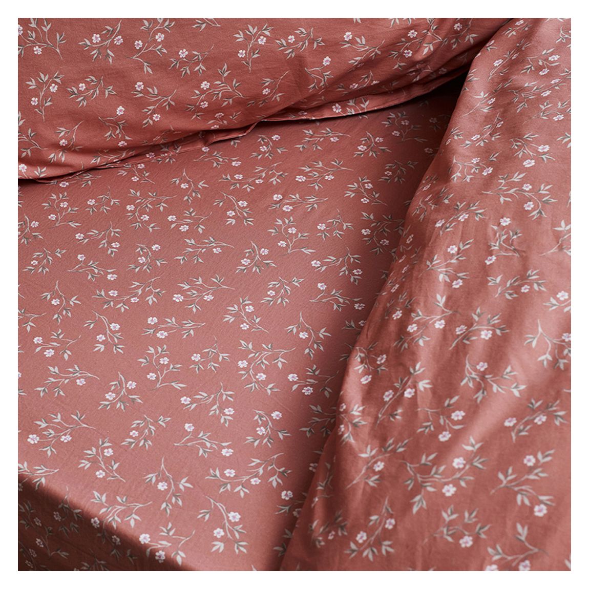 Apricot Floral Superking Cotton Fitted Sheet main product photo