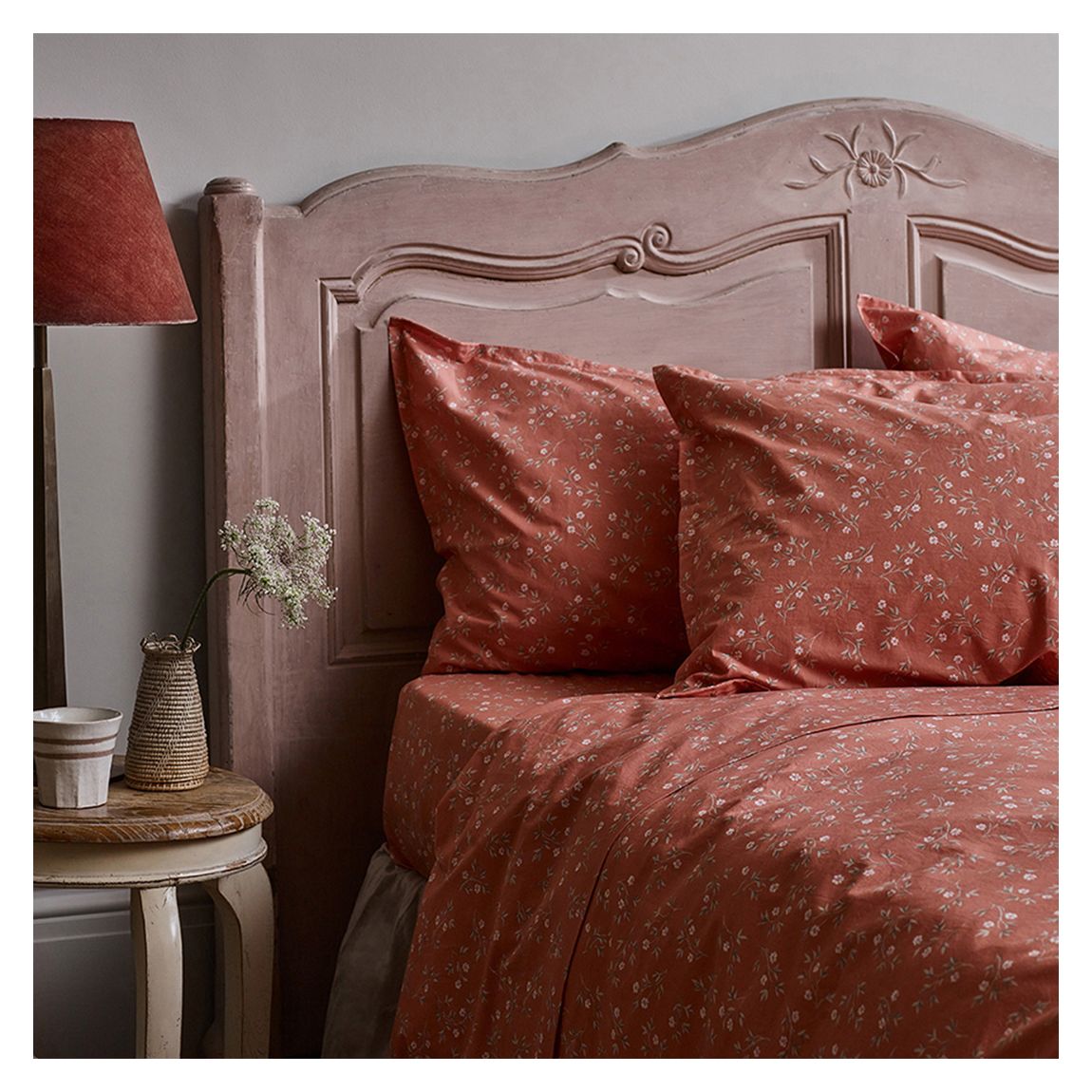Apricot Floral Pair of Superking Cotton Pillowcases main product photo