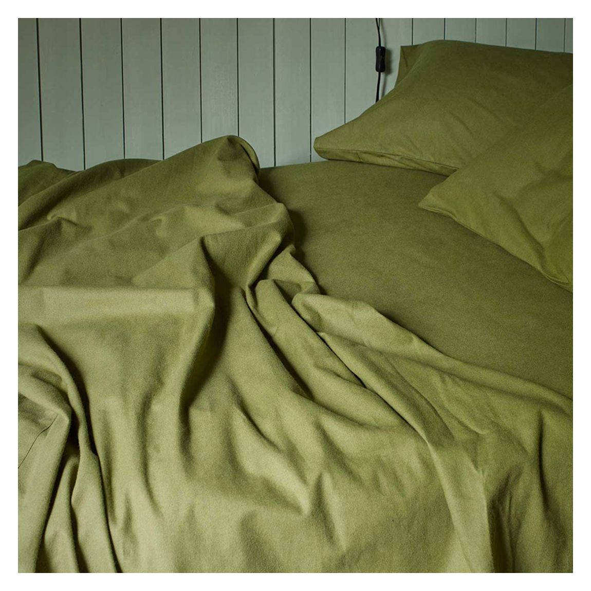Olive Green Single Brushed Cotton Fitted Sheet main product photo