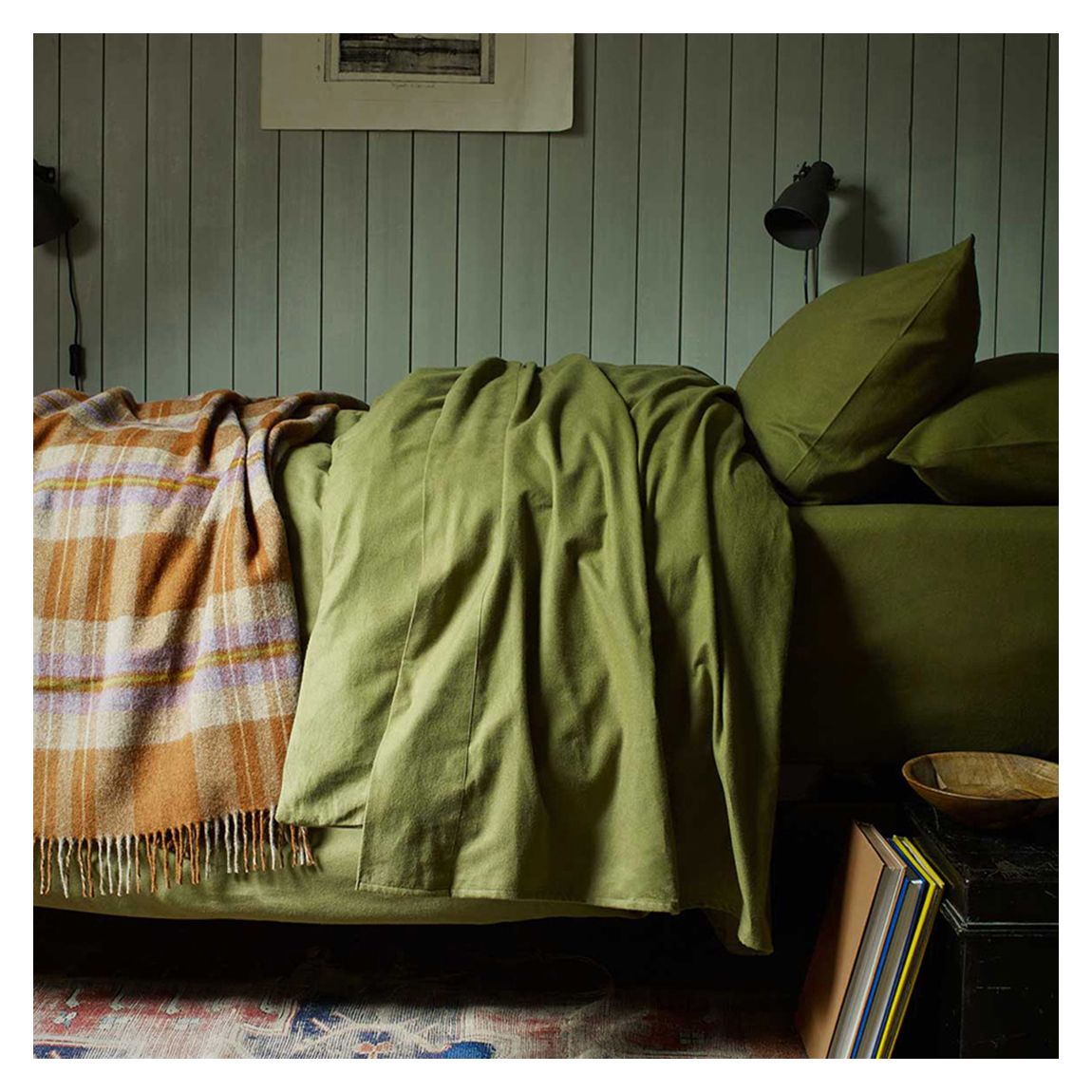 Olive Green Superking Brushed Cotton Flat Sheet main product photo